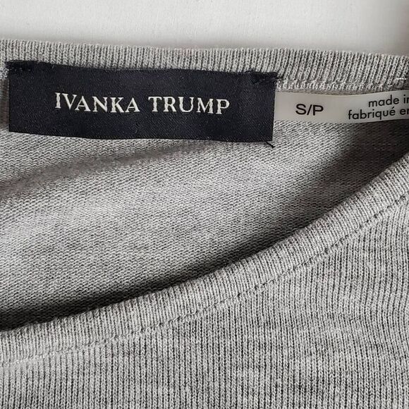 Ivanka Trump Women’s Grey Long Sleeve Top Black Lace Trim Size Small - Picture 4 of 8